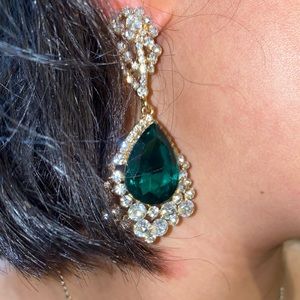 EMRALD STERLING SILVER EARRINGS